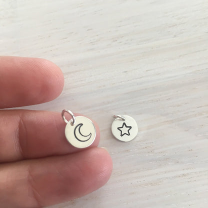 Moon or Star Charm Sterling Silver