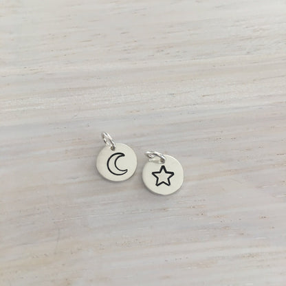 Moon or Star Charm Sterling Silver