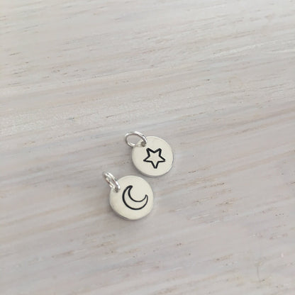 Moon or Star Charm Sterling Silver