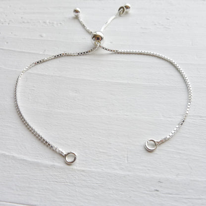 Adjustable Bracelet Sterling Silver Box Chain Unfinished