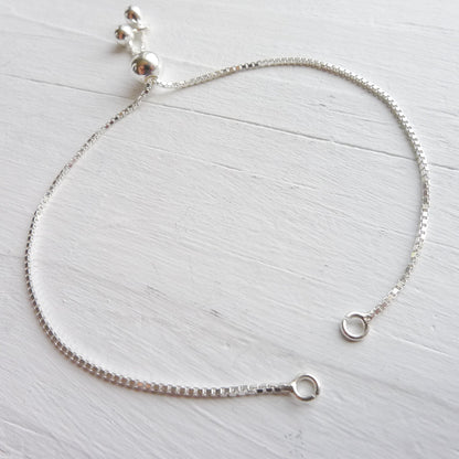 Adjustable Bracelet Sterling Silver Box Chain Unfinished