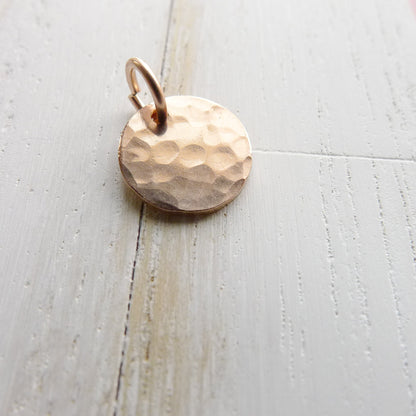 Hammered Disc Charms Pounded Metal Circle Pendants Sterling Rose Gold Filled Jewelry Component For Earrings or Necklaces