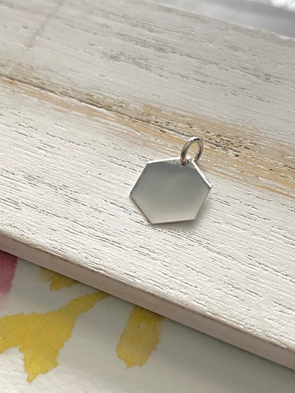 Hexagon Charm Geometric Sterling Silver Pendant