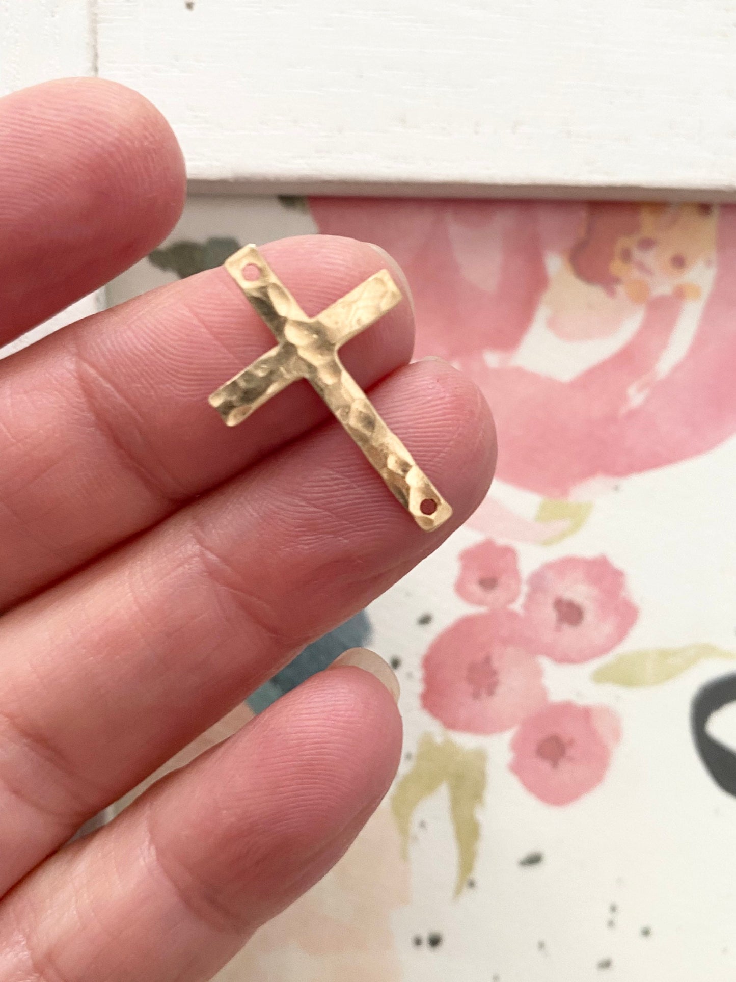 Hammered Gold Cross Sideways Link