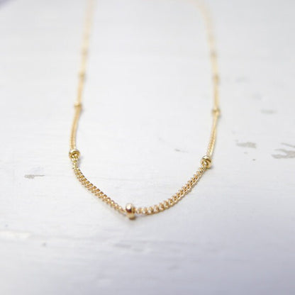 Gold Beaded Chain Necklace