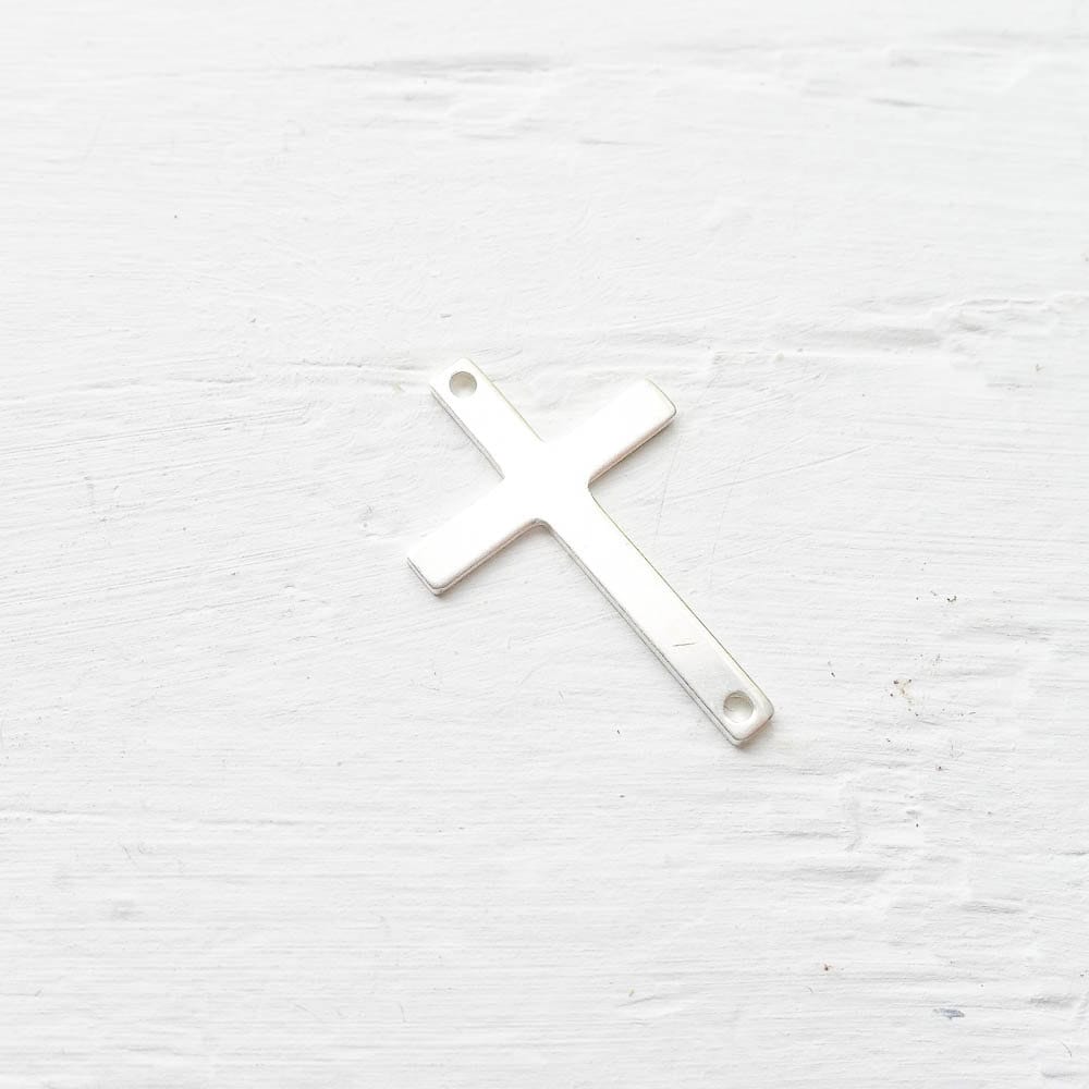 Sterling Silver Large Cross Link or Connector Charm for Jewelry Making