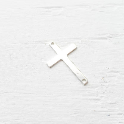 Sterling Silver Large Cross Link or Connector Charm for Jewelry Making