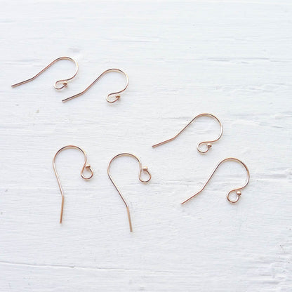 Rose Gold Filled French Hook Earwires with Balls Earring Findings Pair