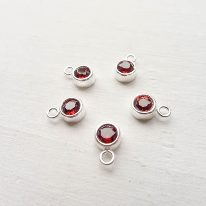 Garnet Charm with Sterling Silver Bezel January Birthstone 4mm Gemstone