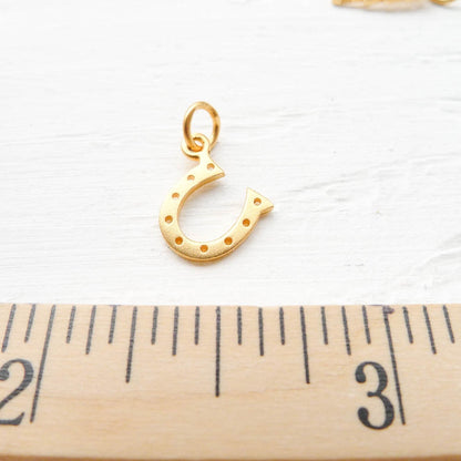 Gold Horseshoe Charm Horse Shoe Pendant 24K Gold Dipped Lucky Charms