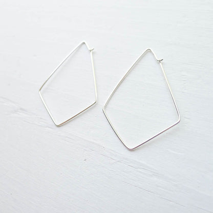 Large Sterling Silver Geometric Hoop Earrings